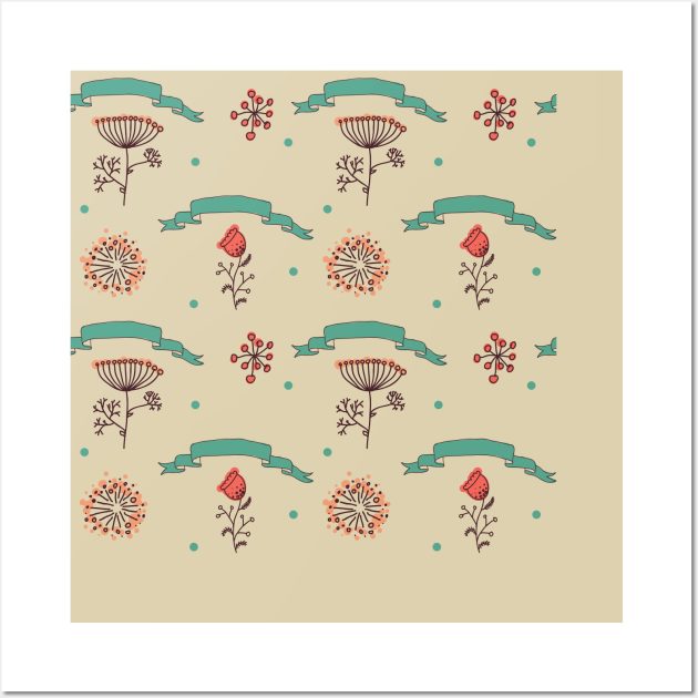 Elegance Seamless pattern with flowers Wall Art by Olga Berlet